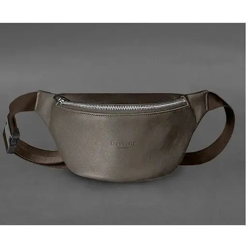 Шкіряна поясна сумка-бананка Kanny темно-бежева - фото 1