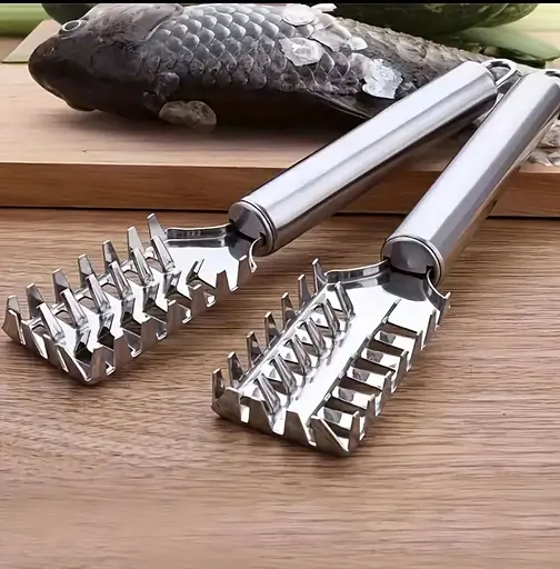 Рибочистка 4-рядна з нержавіючої сталі скребок для швидкого чищення риби 19.5 см, Kitchen Master Сріблястий 86850 - фото 8