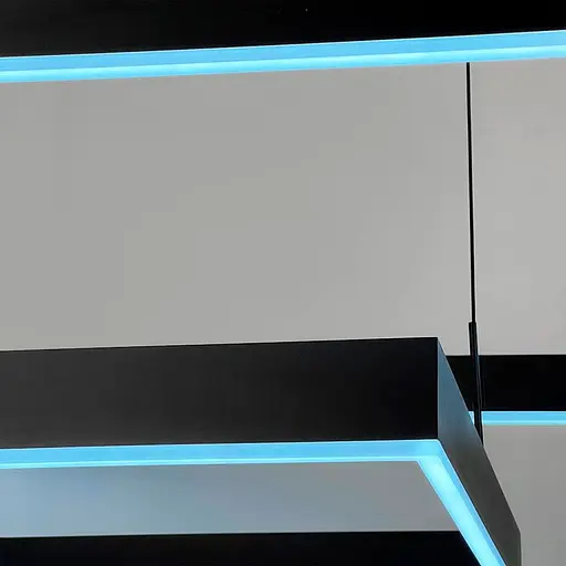 Чорна люстра з двома підвісними квадратами 60 та 80 см | Line F | Арт. MJ223-800+600 BK - фото 7