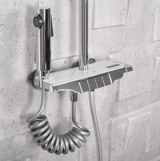 Душова система Rea Savio Led хром з термостатом REA-P8544, Хром - фото 3