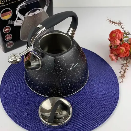Чайник Edenberg EB-1981 со свистком нержавеющая сталь с мраморным покрытием 3 л черный - фото 3