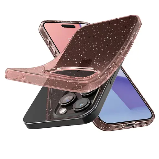 Прозорий чохол з блискітками Spigen Liquid Crystal Glitter для Iphone 15 Pro (6.1") Rose Quartz ACS06702 - фото 4