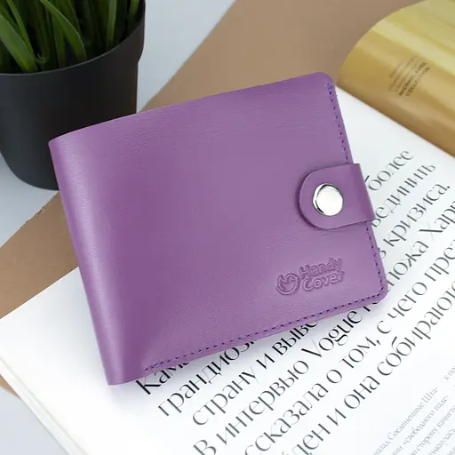 Гаманець жіночий шкіряний фіолетовий на кнопці Handycover HC0042 - фото 1
