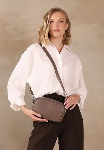 Жіноча шкіряна сумка/кроссбоді Holly темно-бежева - фото 5