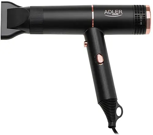 Фен Adler AD-2278, Black, 1400W, 2 скорости, 2 режима, ионизация, концентратор защита от перегрева - фото 1