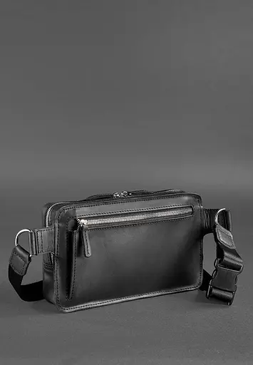 Шкіряна поясна сумка Dropbag Maxi чорна Crazy Horse - фото 6