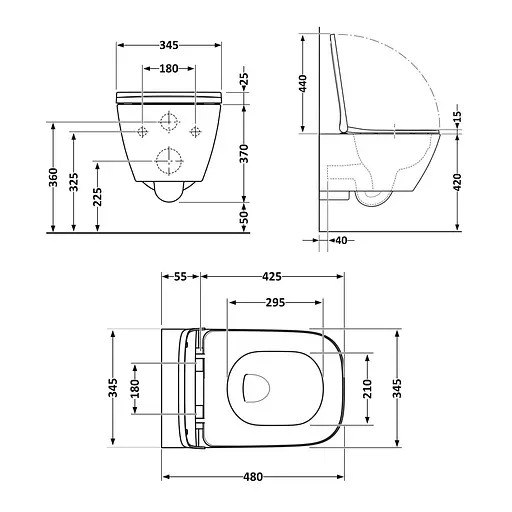 Унитаз подвесной Qtap Tern New Ultra Quiet с сиденьем с сиденьем Soft-Close Black matt QT17332303ASMB, Черный матовый - фото 2