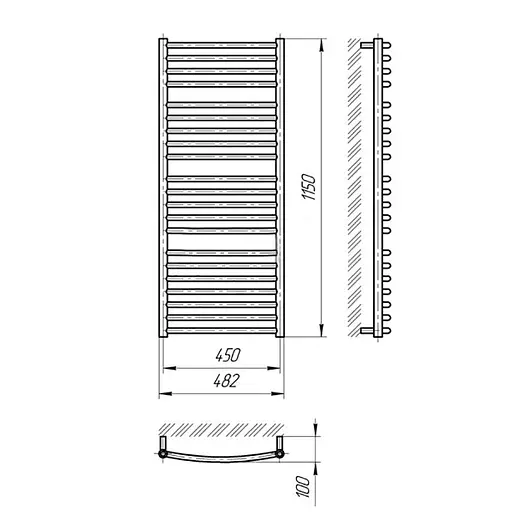 Водяной полотенцесушитель Mario Феникс 1150x482/450, Хром - фото 3