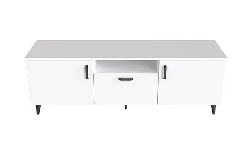 Тумба Лестер на конусних ніжках Ferrum-decor 48x139x38 Чорний метал ДСП Білий 16 мм (FRD-106807) - фото 3