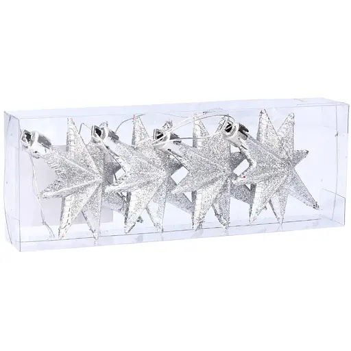 Украшение-подвеска Chomik Звезды 9 см 4 шт. серебряная (5901292631147_1) - фото 2