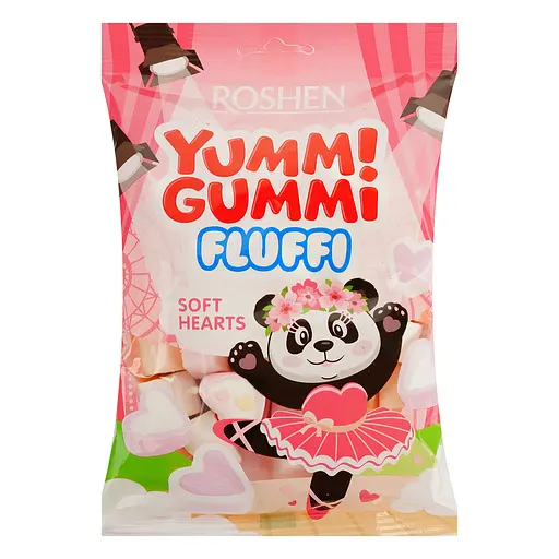 Цукерки маршмеллоу Roshen Yummi Gummi Fluffi Soft Hearts 65 г