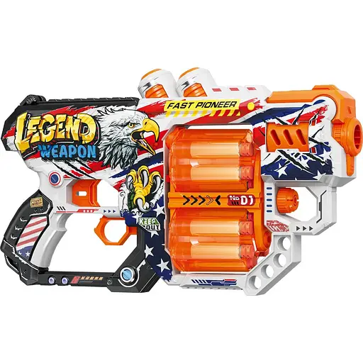 Игрушечный детский пистолет мех. с двойным барабаном и мягким. патронами(12 шт.)(Легенда Оружия)(31.5х18.5см) - фото 1