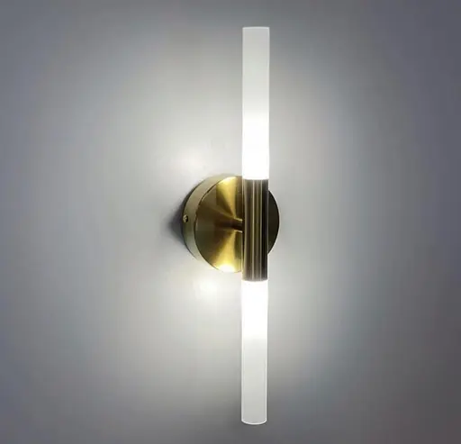 Бра у вигляді трубки в латуні з скляними матовими плафонами Line F YG 368/2 - фото 4