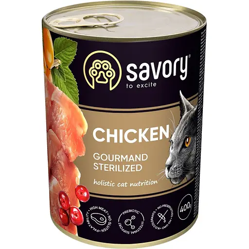 Влажный корм Savory для стерилизованных кошек с курицей 400 г - фото 1
