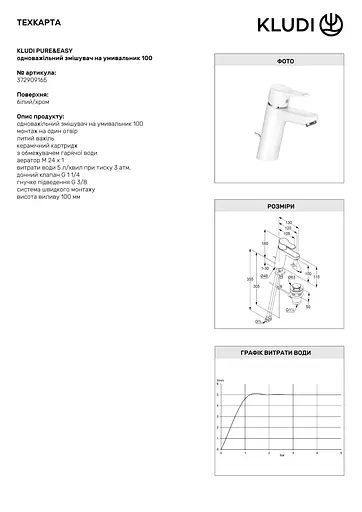 Смеситель для умывальника Kludi Pure&Easy 372909165 - фото 2