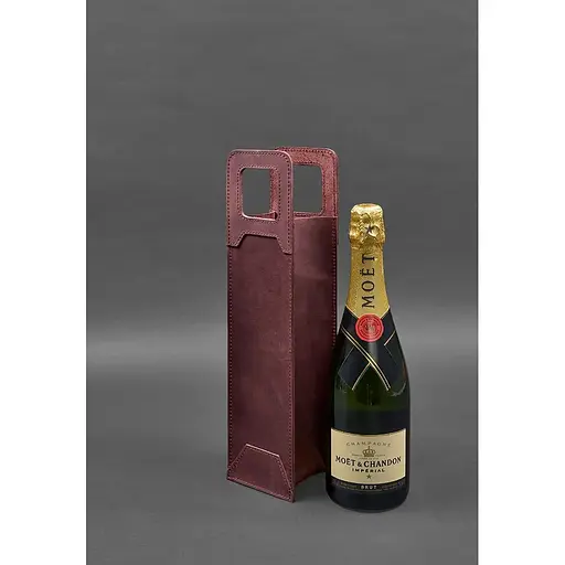 Кожаный чехол для вина BlankNote Crazy Horse 2.0 бордовый  - фото 4