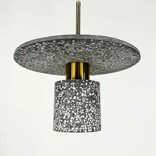 Підвіс Terrazzo Cylinder із сірим бетонним плафоном 30 см в стилі Ар-деко Line.F MJ 162-300 BK - фото 3