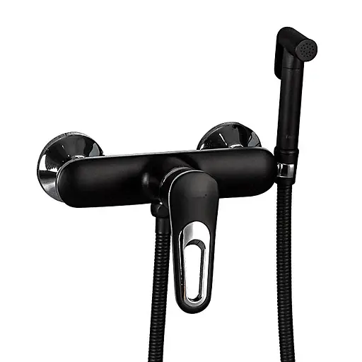 Змішувач для гігієнічного душу зовнішнього монтажу 150 мм Frap F2049-6, чорний/хром, Чорний матовий - фото 1