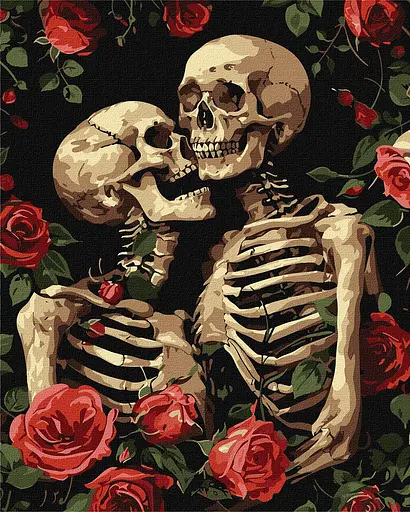 Набір для розпису по номерах "Закохані скелети" Ideyka 40х50см КНО5180