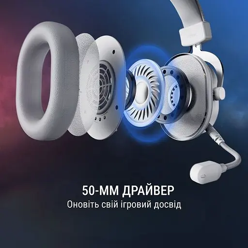Наушники игровые Fifine H6 RGB 7.1 White [113870] - фото 4