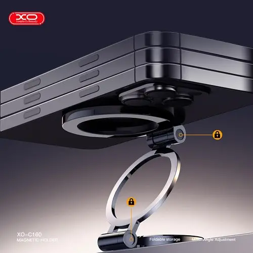 Автодержатель XO C160 Universal Magnetic Tri-fold Cell Phone Holder черный - фото 5