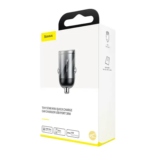 Автомобильное зарядное устройство Baseus Tiny Star Mini Quick Charge Car Charger USB Port 30W серый - фото 2