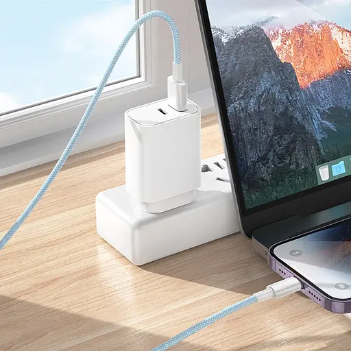 Дата кабель Borofone BX117 Source USB to Type-C 3A (1m) Blue - фото 3