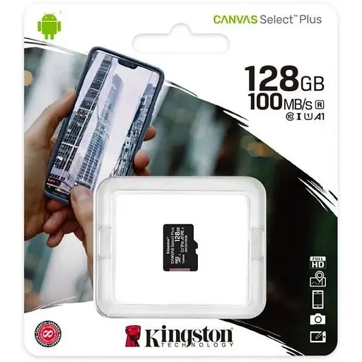 Карта памяти Kingston MicroSDXC 128GB Class 10 (SDCS2/128GBSP)