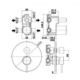Смеситель для ванны/душа на 2 потребителя Paffoni Light honey gold LIG018HG, Золотой - фото 3