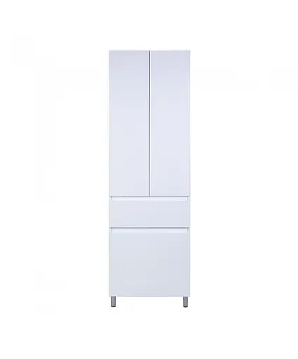 Пенал Мойдодыр Фокус П-55К в ванную комнату напольный с коризной, Белый - фото 6