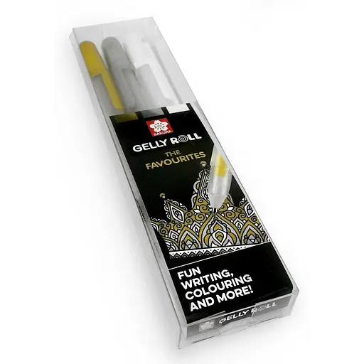 Набор гелевых ручек Sakura Metallic Золото-Серебро-Белая 3шт. - фото 4