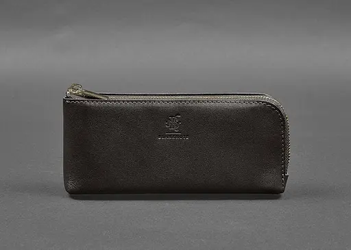 Кожаный портмоне-купюрник на молнии 14.0 темно-коричневый - фото 1