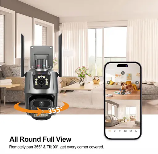 Камера видеонаблюдения WiFi поворотная двойная PIX-LINK DRW123P IP-камера с датчиком движения Black (18894) - фото 5