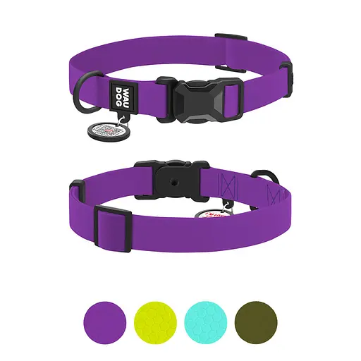 Нашийник для собак водостійкий Waudog Magnet з QR-паспортом магнітна пряжка-фастекс M Ш 20 мм Д 28-40 см фіолетовий - фото 4