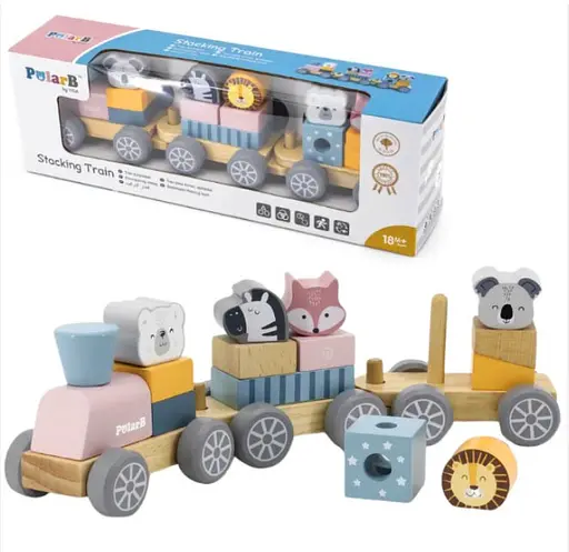 Дерев'яний поїзд Viga Toys PolarB зі Звірятами 44015 Конструктор поїзд - фото 9