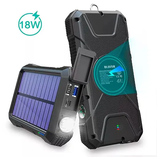 Зовнішній акумулятор power bank Solar PN-W12 20000 mAh із сонячною панеллю зовнішня батарея 18W - фото 6