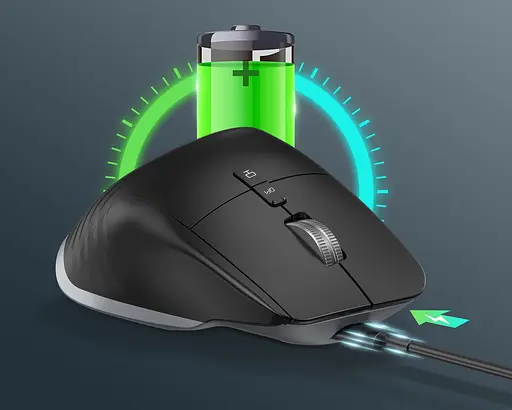 Компьютерная мышь Gamous M10 беспроводная бесшумная с аккумулятором и подсветкой 2,4G+Bluetooth Black - фото 7