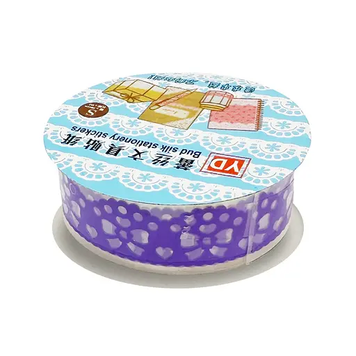 Декоративний скотч з орнаментом "Серце" Bambi №63(Violet) 1,8 см х 1 м - фото 1