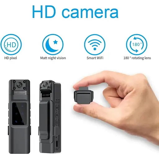 Нагрудна HD боді-камера TCAM H1080 p2p WiFi 1000 мАч Чорний (448274717) - фото 4