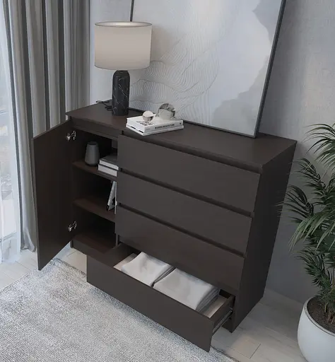 Комод в спальню MebelStar Нео 1Д4Ш 120x43x98 см Венге темний (MBS-1056) - фото 3