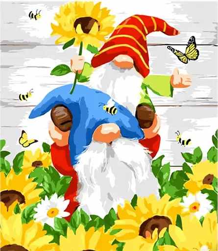 Набор для росписи по номерам Пара гномиков, на цветном фоне, 40x50 см, MZ065