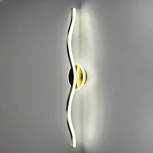 Латунное удлиненное волнообразное бра 60 см 4000K Line F Арт. WB31/600 AB - фото 1