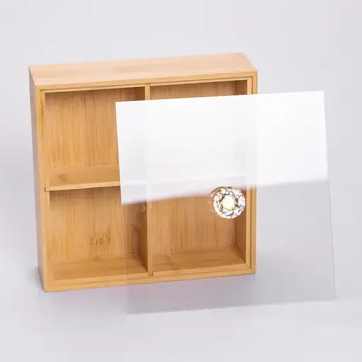 Менажниця бамбукова Yiwu HB-40-2 квадратна з кришкою 22x22x6.5см Бежевий - фото 5