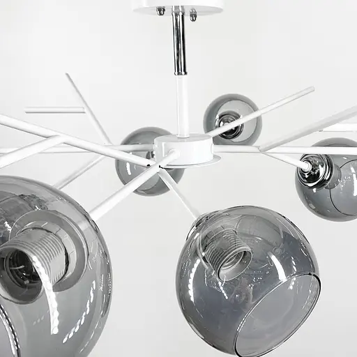 Люстра на 8 графитовых плафонах в белом корпусе Ø 85 см | Ст. 088N/8 WT+CH+GR | Line F - фото 2