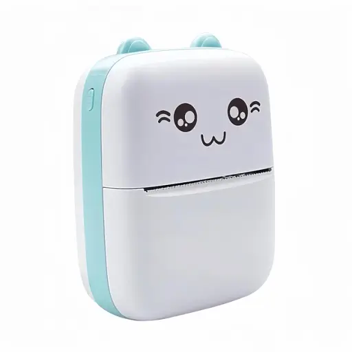 Термопринтер детский для печати с телефона с набором бумаги 10 шт белый с бирюзовым - фото 2