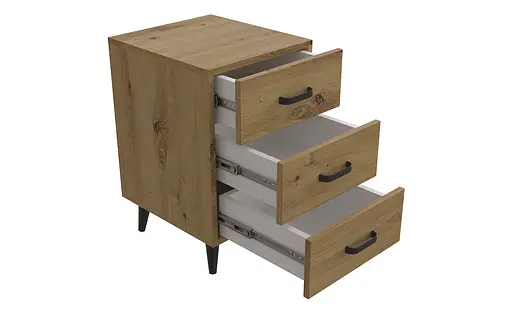 Тумба Віва 3 на конусних ніжках Ferrum-decor 56,5x35x40 Чорний метал ДСП Дуб Артізан 16 мм (FRD-106824)