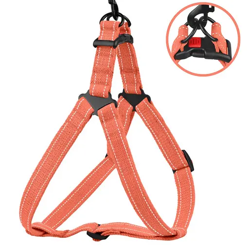 Шлея для собак Barksi Cotton Стандарт Рефлекторна L 58-71х2.5 см помаранчева - фото 4