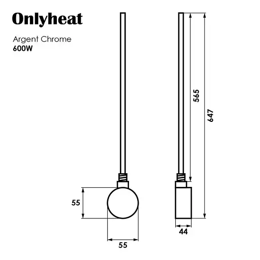 ТЕН для рушникосушарки OnlyHeat електронне управління 600W Argent Chrome + трійник 30412 - фото 2