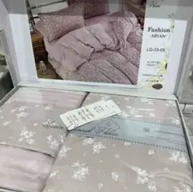 Постельное белье Laura Grand 33 05 сатин - евро комплект цвет пудровый - фото 2