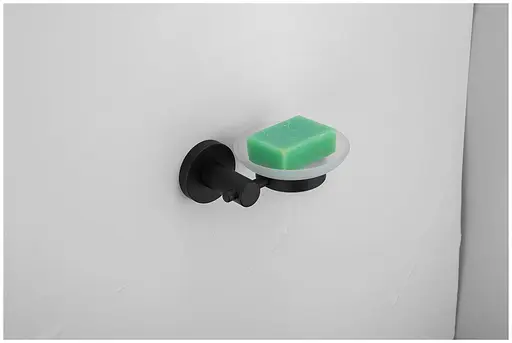 Мыльница/стекло с держателем черный/нержавейка FrapF30202 1/40, Черный матовый - фото 2